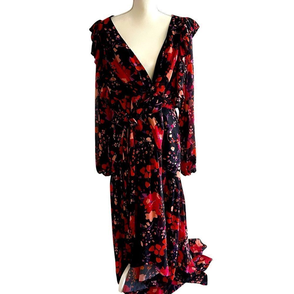 Slate & Willow Floral Midi Wrap Dress Size XL - Picture 6 of 10